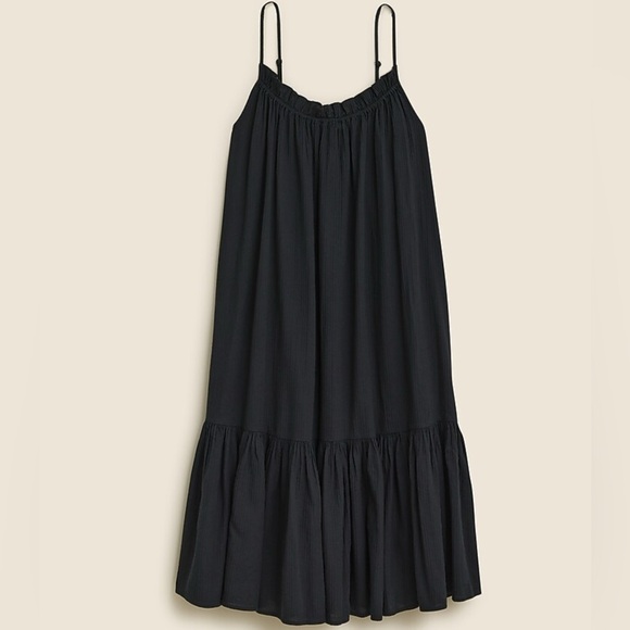 💵 J CREW Ruffle Beach Dress in Airy Gauze | Black - Picture 2 of 13